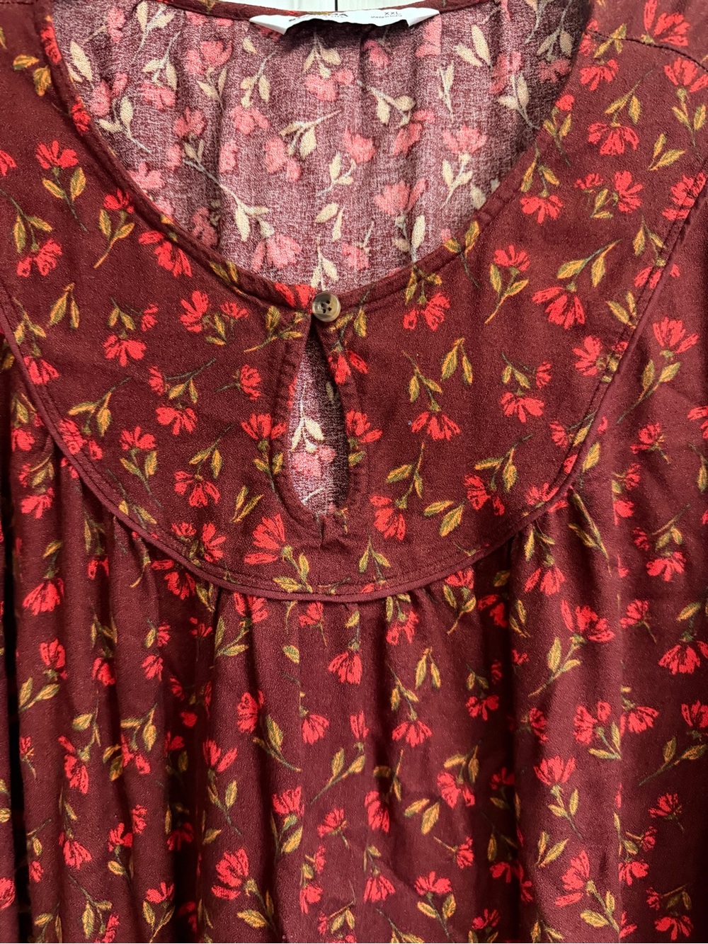 Sonoma Burgundy Floral Long-Sleeve Tiered Dress - Picture 3 of 7